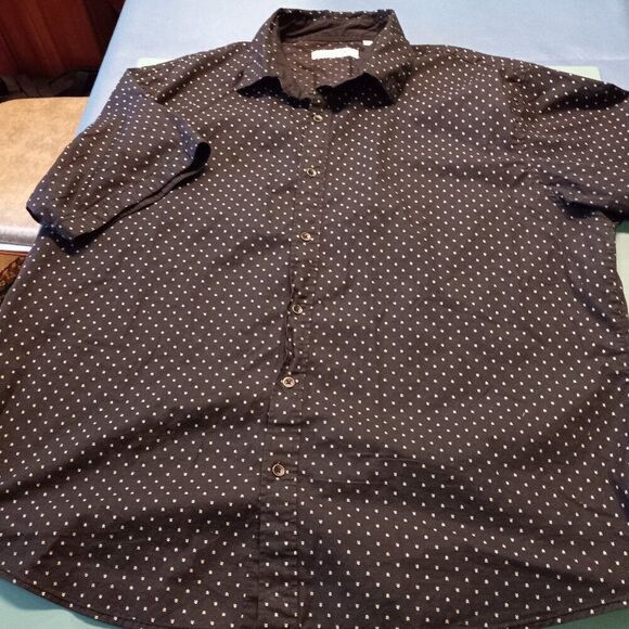 Reaction Kenneth Cole 2X Black Button down Short Sleeve Shirt - Picture 1 of 7